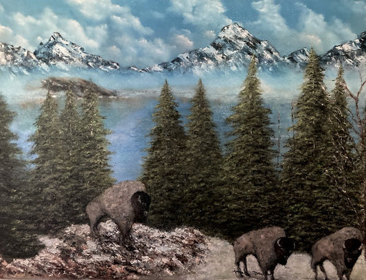 Where the Buffalo Roam, Mary Daum, 2021, oil on canvas, 18 x 24 in. / 45.72 x 60.96 cm.