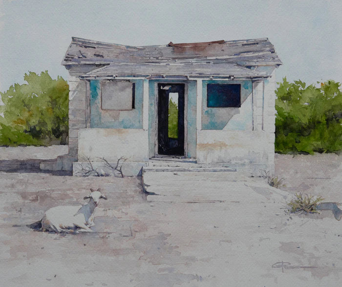 Hard Bargain, Bahamas, Greg Pearson, 2023, watercolor, 12 x 14 in. / 30.48 x 35.56 cm.