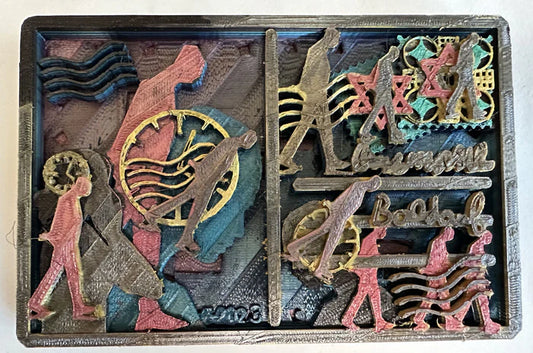 111 War Postcard, AnneMarie Baldauf, 2023, 3D printed postcard, 4 x 6 in. / 10.16 x 15.24 cm.