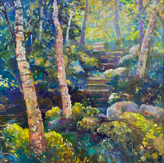 Healing Waters, Catherine M Elliott, 2023, oil on canvas, 30 x 30 in. / 76.2 x 76.2 cm.