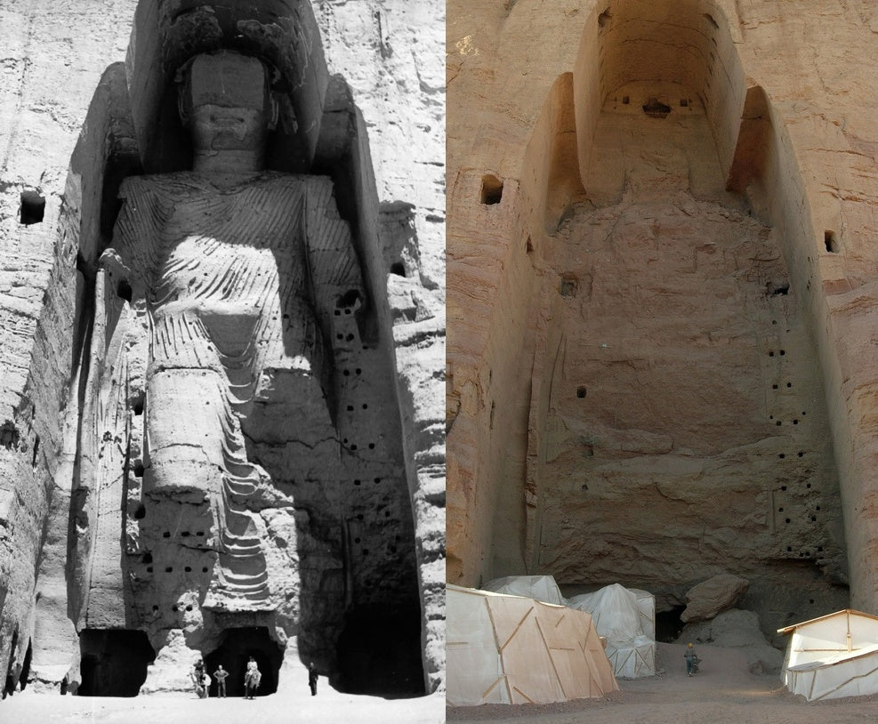 55 meter Buddha in 1963 and in 2008 after destruction