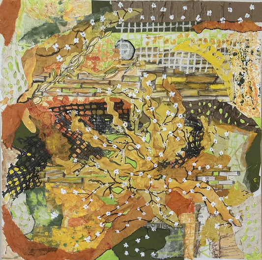 Walk on the Wild Side, Patricia S Patrick, 2024, mixed media collage, 30 x 30 in. / 76.2 x 76.2 cm.