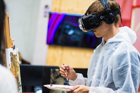 an artist experiments with painting while in VR