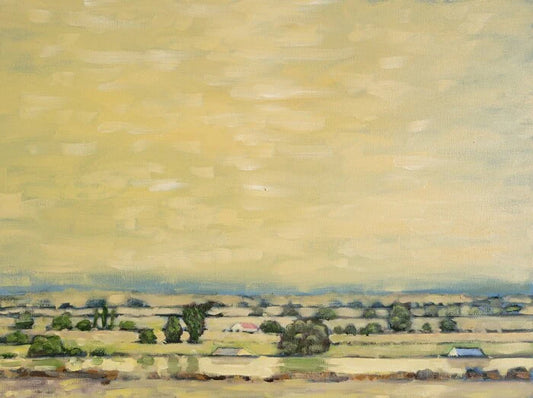 Canal, Central Valley, Warren Dreher, 2023, oil on canvas, 18 x 24 in. / 45.72 x 60.96 cm.