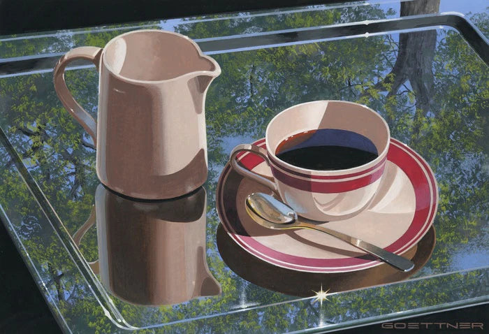 Coffee in the Park, Michael Goettner, 2010, watercolor gouache, 16 x 24 in. / 40.64 x 60.96 cm.