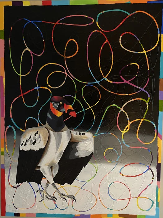 Dance of the King Vulture, Greg Bockheim, 2022, mixed media, 48 x 36 in. / 121.92 x 91.44 cm.