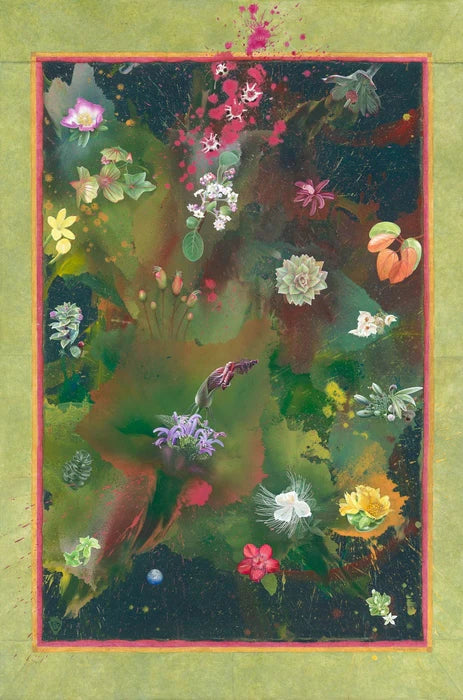 NA PUA - WHERE HAVE ALL THE FLOWERS GONE?, Calley Oneill, 2022, mixed aquamedia on canvas, 42 x 30 in. / 106.68 x 76.2 cm.