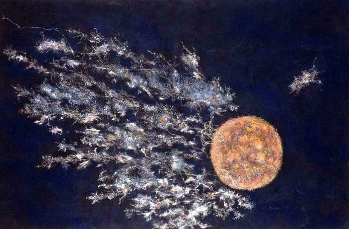 Night Sun, Irene Clark, 2002, mixed media, 30 x 40 in. / 76.2 x 101.6 cm.