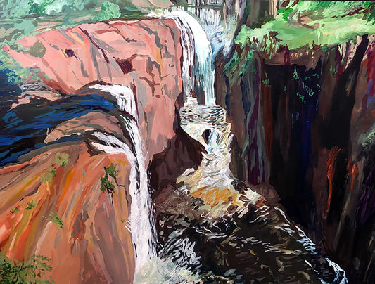 Paterson Great Falls, Heidi Dehncke-Fisher, 2022, acrylic on canvas, 36 x 48 in. / 91.44 x 121.92 cm.