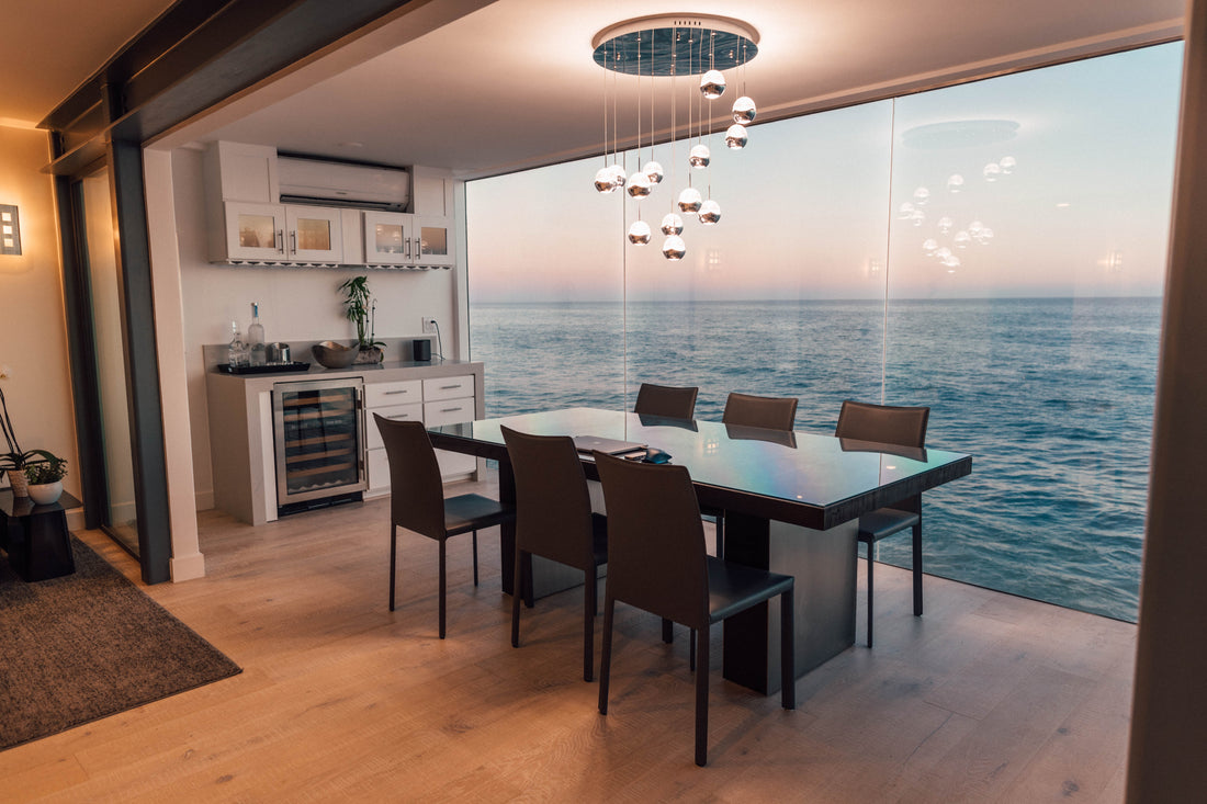 ocean view from dining room created by interior designers