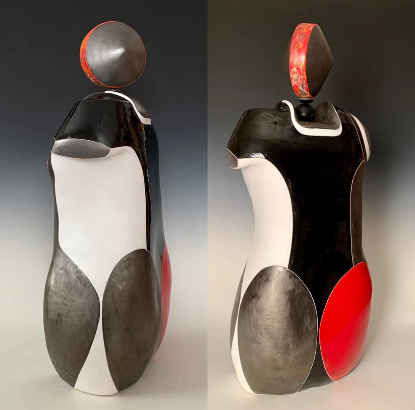 Shape Shifting, Mary-Ann Prack, 2024, ceramic, 30 x 13 x 10 in. / 76.2 x 33.02 x 25.4 cm.