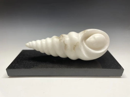 The Future, Elisa Adams, 2021, Italian alabaster, 7 x 12 x 6 in. / 17.78 x 30.48 x 15.24 cm.