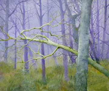 Winter Trees, Stephen Barber, 2024, acrylic on canvas, 24 x 26 in. / 60.96 x 66.04 cm.