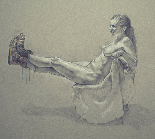 Life Study-Boots, 2023, prisma pencil, 15 x 17 in. / 38.1 x 43.18 cm.