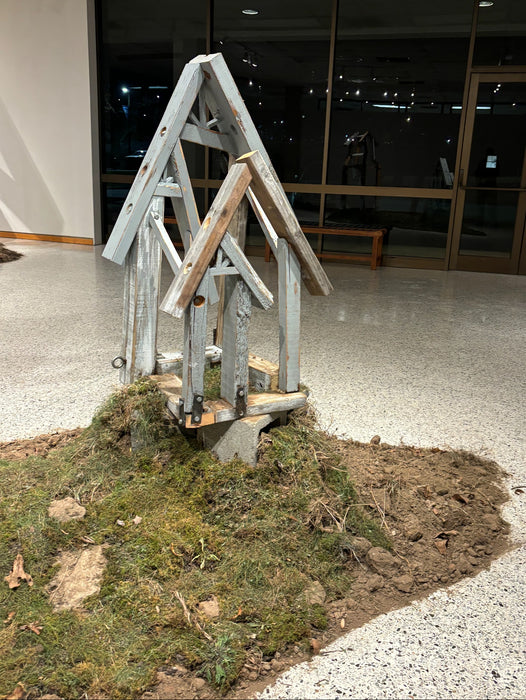 675, 2023, wood & steel, 36 x 12 x 12 in. / 91.44 x 30.48 x 30.48 cm.