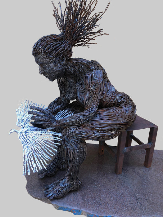 Holding Peace, 2018, welded steel, 36 x 30 x 36 in. / 91.44 x 76.2 x 91.44 cm.