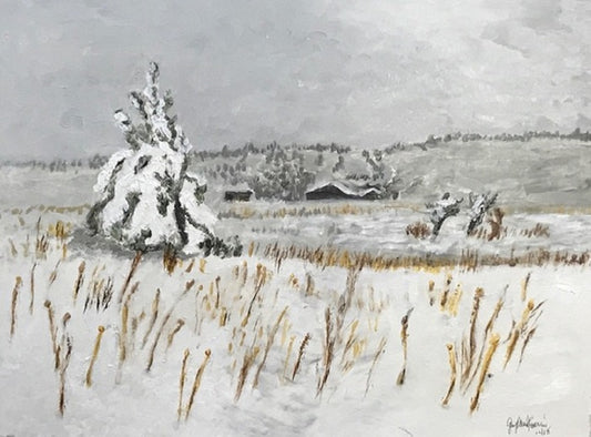 Dreary Day, 2018, alkyd oil, 9 x 12 in. / 22.86 x 30.48 cm.