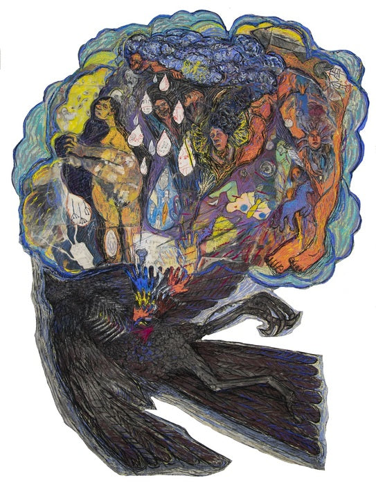 Origin Story, 2019, collage, 44 x 30 in. / 111.76 x 76.2 cm.