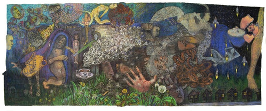 My Trip to Outer Space, 2019, collage, 41 x 88 in. / 104.14 x 223.52 cm.