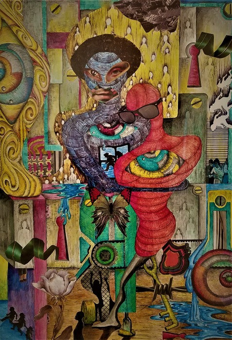 The Reality Then and Now, 2018, mixed media, 36 x 24 in. / 91.44 x 60.96 cm.