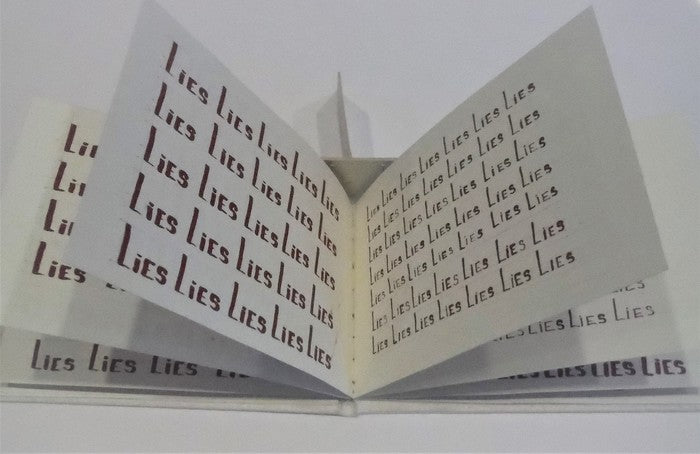 Book of Lies (detail), 2020, paper & casien, 8 x 12 in. / 20.32 x 30.48 cm.