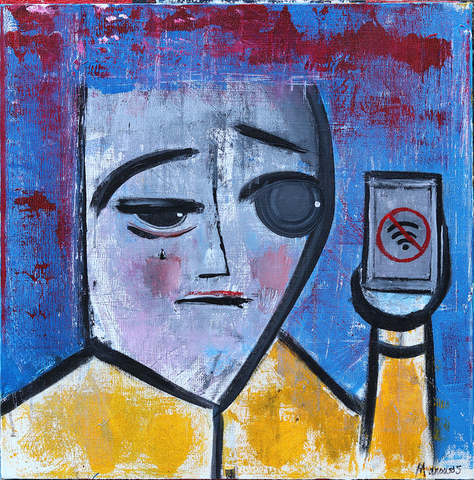 No Connection, 2024, acrylic on canvas, 24 x 24 in. / 60.96 x 60.96 cm.