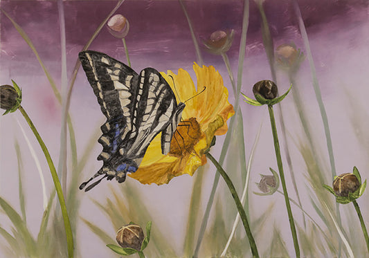 Tender Nectar, 2019, watercolor monotype stencil, 14 x 20 in. / 35.56 x 50.8 cm.