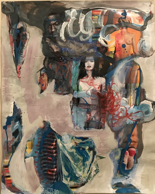 Excavations, 2021, collage and acrylic paint on paper, 28 x 22 in. / 71.12 x 55.88 cm.