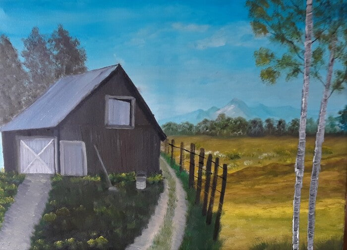 Country Farm, 2021, oil on canvas, 18 x 24 in. / 45.72 x 60.96 cm.