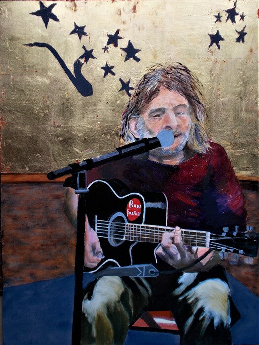 Dan, the Man With a Golden Heart, 2020, oil and 23k gold leaf, 24 x 18 in. / 60.96 x 45.72 cm.