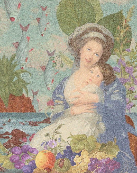 Mother and Child by the Sea, 2021, digital painting, 24 x 19 in. / 60.96 x 48.26 cm.