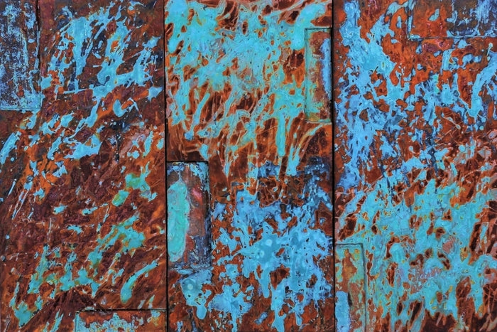 Fire Meets Water, 2018, oxidized metal, 24 x 36 in. / 60.96 x 91.44 cm.