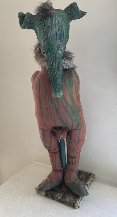 Rites of Passage, 2021, clay and cloth, 25 x 7 x 7 in. / 63.5 x 17.78 x 17.78 cm.