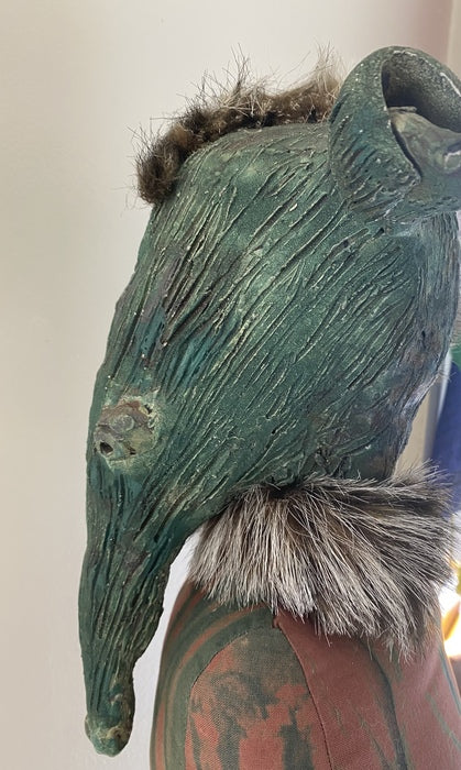 Rites of Passage, 2021, clay and cloth, 25 x 7 x 7 in. / 63.5 x 17.78 x 17.78 cm.