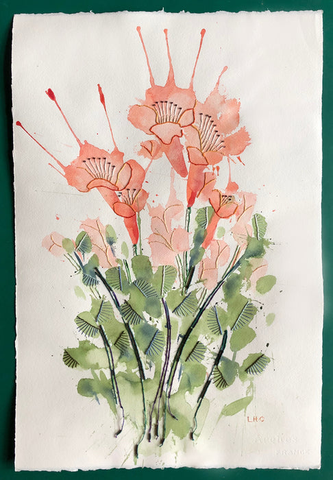 Tiger Lilies, 2020, mixed media, 15 x 22 in. / 38.1 x 55.88 cm.