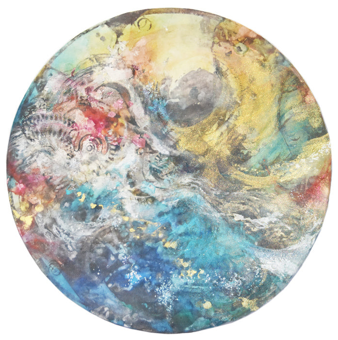 LIFE LVIII (58) - Sea Clock, 2021, mixed media, 27 x 27 cm. / 10.6 x 10.6 in.