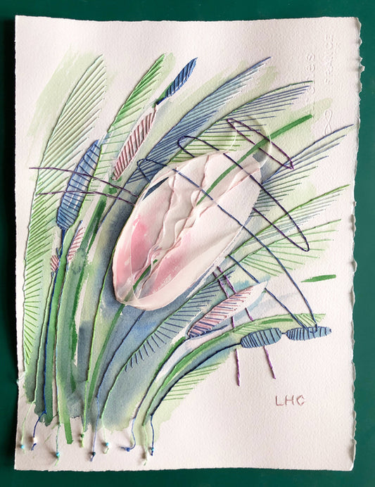 Cattails and Buds, 2020, mixed media, 15 x 11 in. / 38.1 x 27.94 cm.