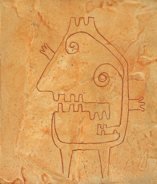 Arms Dealer, 2022, oil and plaster, 12 x 14 in. / 30.48 x 35.56 cm.