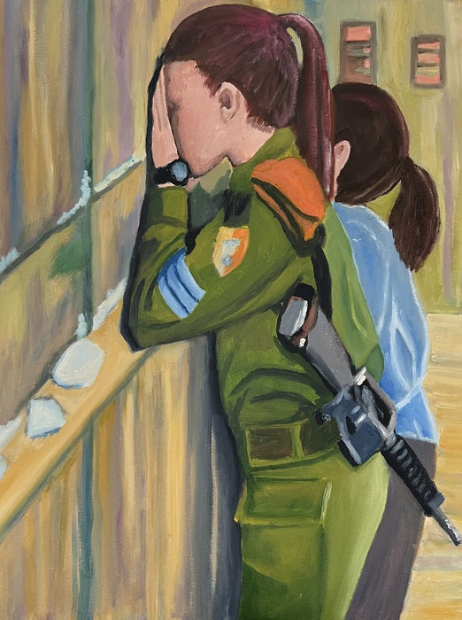 Esther at the Western Wall, Jerusalem, 2022, oil on canvas, 18 x 24 in. / 45.72 x 60.96 cm.