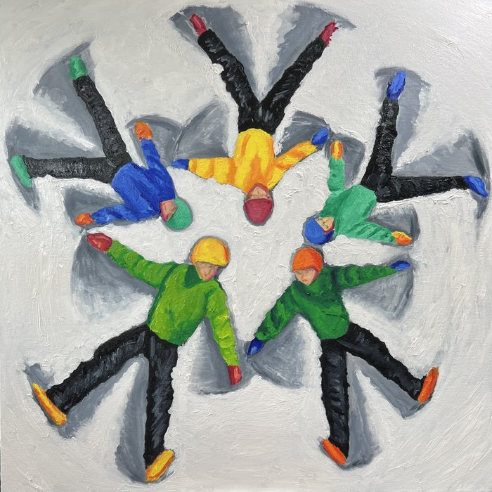 Making Snow Angels, 2022, oil on canvas, 30 x 30 in. / 76.2 x 76.2 cm.