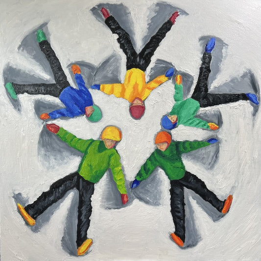 Making Snow Angels, 2022, oil on canvas, 30 x 30 in. / 76.2 x 76.2 cm.