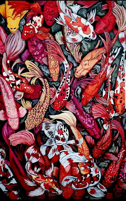 A Mess of Fish, 2019, acrylic on canvas, 36 x 24 in. / 91.44 x 60.96 cm.