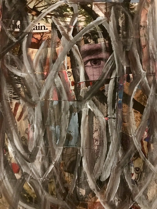 Out of the Woods, 2021, mixed media, 17 x 11 in. / 43.18 x 27.94 cm.
