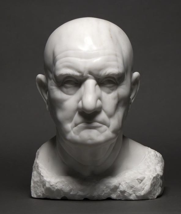 Roman Man, 2021, marble, 14 x 10 x 11 in. / 35.56 x 25.4 x 27.94 cm.