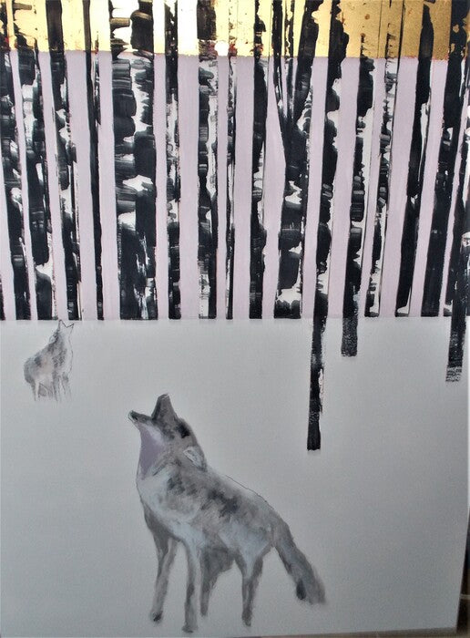 03_Terrar_Cayotes Sing, 2022, 23k goldleaf and acrylic, 40 x 30 in. / 101.6 x 76.2 cm.