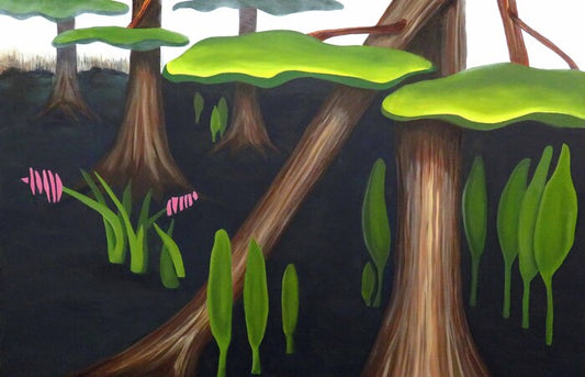 Flowers In The Cypress Swamp I, 2023, oil, 36 x 24 in. / 91.44 x 60.96 cm.