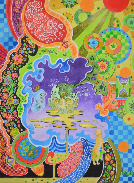 I Fake My Glory, 2021, watercolor, 20 x 15 in. / 50.8 x 38.1 cm.