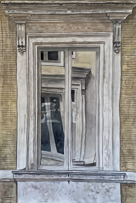 Inside Outside Artemisia (Piazza Navona, Rome), 2023, watercolor on paper, 61 x 45 in. / 154.94 x 114.3 cm.