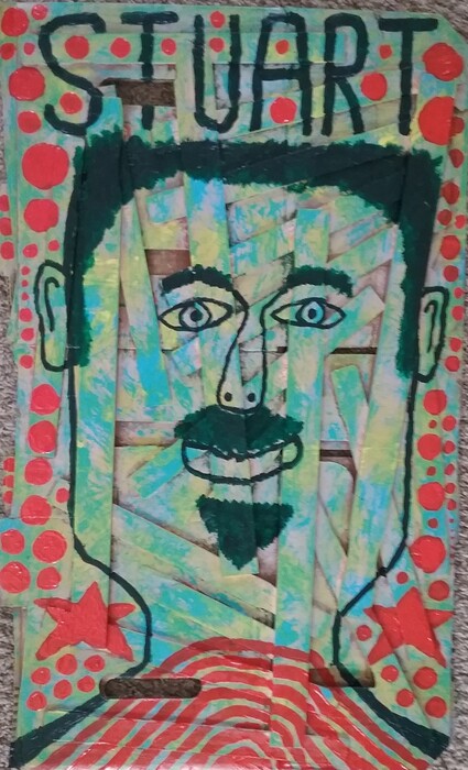 Stuart, 2022, mixed media, 18 x 30 in. / 45.72 x 76.2 cm.