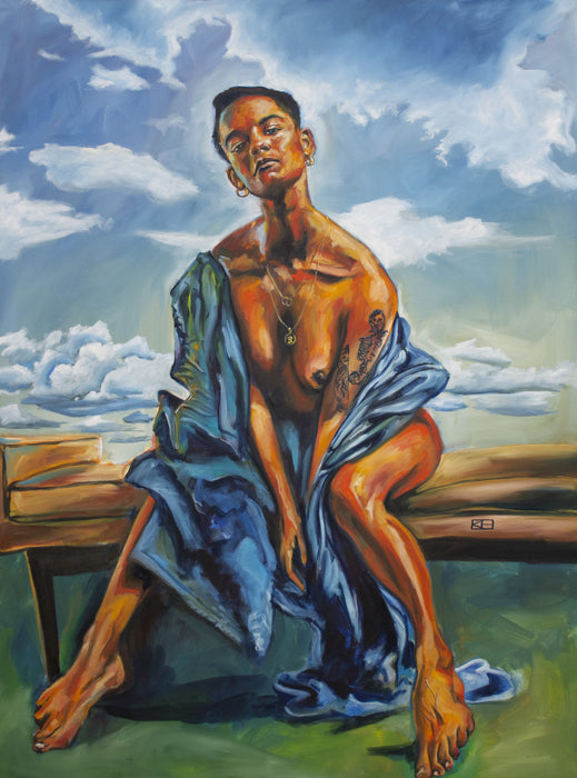 Mujaji Waits, 2022, oil on canvas, 40 x 30 in. / 101.6 x 76.2 cm.